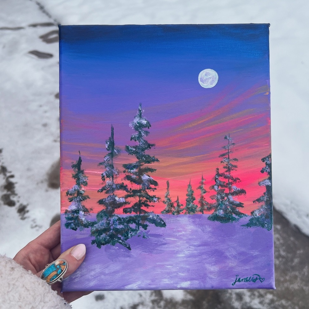 Original winter forest painting 🩵✨